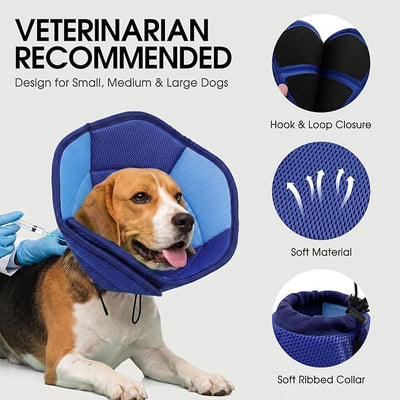 Dog Cones for Large Dogs, Soft Pet Cone Stop Licking After Surgery, Adjustable Pet E-Collar Alternative for Wound Healing, Dark Blue X-Large