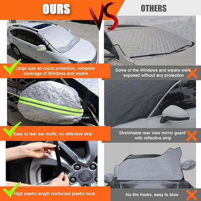 Car Windshield Cover for Ice and Snow - Magnetic Car Windshield Snow Cover, Winter Frost Guard Car Window Covers Snow Shield Ice Cover & 4-Layer, Anti-UV for Most Cars Big Size (67x 59in)