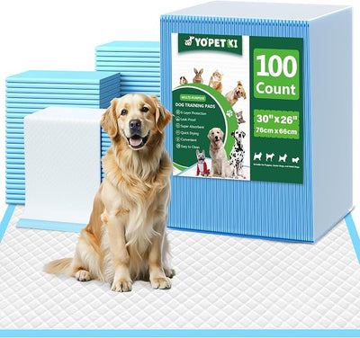 Large Puppy Pads 30" x 26" 100 Count Disposable Dog Pee Pads Leak-Proof, Large Pee Pads for Dogs 100 Pack, Super Absorbent & Quick-Dry Pet Potty Training Pads for Dogs, Puppies, Doggy