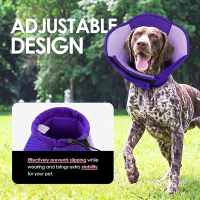 AOFITEE Dog Cone - Foldable Cone for Dogs After Surgery, Adjustable Comfy Cones to Stop Licking, Soft Dog Cone Collar for Large Dogs, Elizabethan Pet E-Collar for Wound Healing, Purple Large