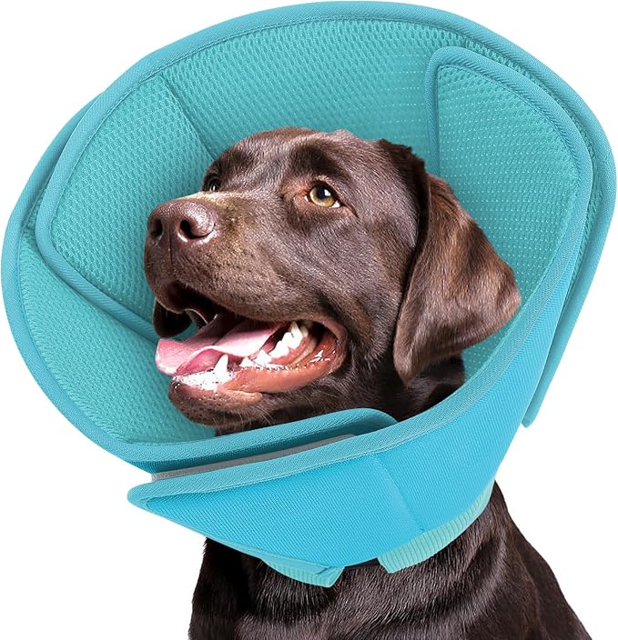 Dog Cone,Soft Cone for Large Dogs After Surgery,Comfy Large Dogs Cones to Stop Licking, Adjustable Soft Dog Cones Collar, Elizabethan Pet E-Collar for Wound Healing,LightBlue,L