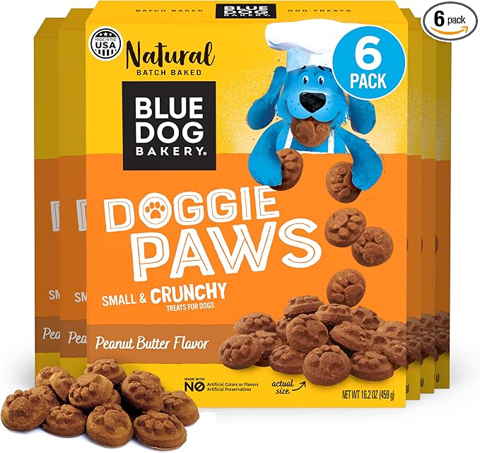 Natural Dog Treats, Doggie Paws, Peanut Butter, 16.2oz (6 Count)
