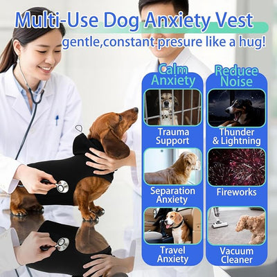 MIGOHI Calming Vest for Dogs | Soft Anxiety Vest for Dogs,Dog Calming Shirt for Storm,Separation,Fireworks, Anxiety Wraps for Dog to Stop Panting & Hiding During Vet Visit,Travel,Black,M