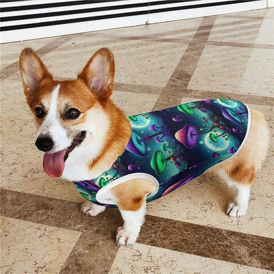 Fitted Pet Vest for Dogs, Puppy Sleeveless Shirt Trippy Mushroom World, Breathable Daily & Outdoor Pet Wear, Large