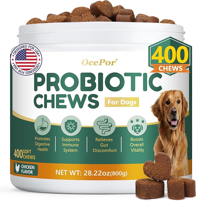 400 Pcs Probiotics for Dogs, Dog Probiotics Chews for Yeast, Itchy Skin and Itchy Ears, Digestive Health, Diarrhea Relief, Gut & Immune Support, Pet Supplements (Chicken)