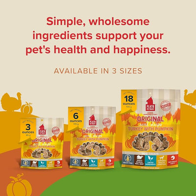 Plato Pet Treats Real Strips - Air-Dried Meat Bars for Dogs - Delicious, Limited Ingredient Dog Treats - Grain Free - Original Real Strips Turkey & Pumpkin 18oz - 2 Pack