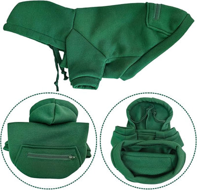 Jecikelon Dog Hoodies for Small Dogs with Zipper Pocket, Soft Fleece Puppy Clothes with Rope Hat, Warm Winter Outfits Cold Weather Coats, Cute Sweatshirt Chihuahua Costume (Green, Large)