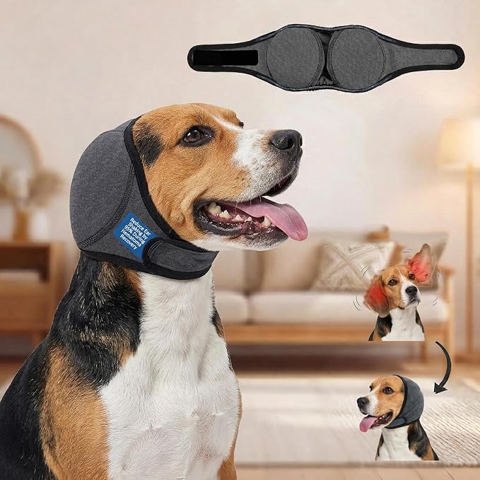 No-Shake Ear Wraps for Dogs: Stop Head Shaking & Ear Flapping During Aural Hematoma Recovery - Secure No-Slip Fit After Surgery - Cone Alternative for Beagle/Border/Frenchie Medium Breed