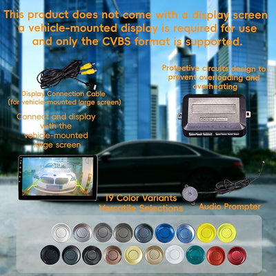 LCD Parking Sensor Kit - Displays Data on Original Screen, Easy Rear Installation, Compatible with CVBS Cameras (Not for AHD), 18 Probe Colors to Match Any Vehicle（Blue）