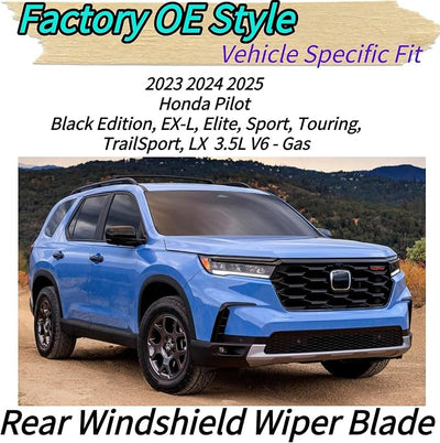 Rear Wiper Blade for Honda Pilot 2023 2024 2025 | Exact Fit Black Edition, EX-L, Elite, Sport, Touring, TrailSport, LX Models | OEM Replacement All-Weather All Season Rear Back Windshield Wiper Blade