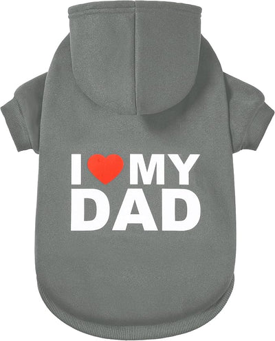 Dog Sweater Dog Hoodie Cold Weather Coat Hooded Sweatshirt for Puppies,Cats, Small Medium Large Dogs (Grey(I Love My Dad), Large/X-Large)