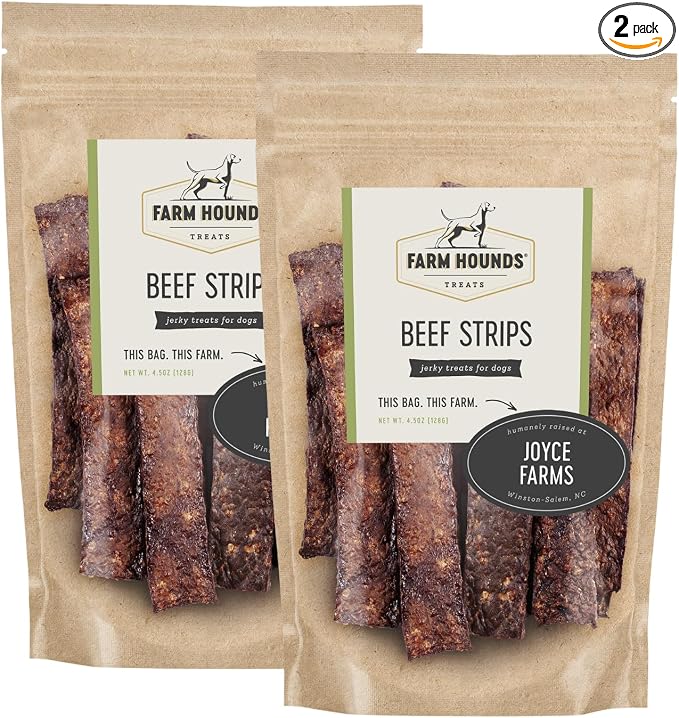 Beef Strips - Premium Natural Beef Jerky for Dogs - 100% Humanely Raised Cattle - Break-to-Size - Great for Training & Treats - No Added Fillers - Made in USA - 2 Pack