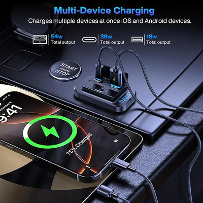 USB Outlet Panel - 54W Fast Charging Type-C PD 36W + USB-A QC 3.0 18W 12V/24V Surface Mount for RV Marine Truck Bus Golf Cart