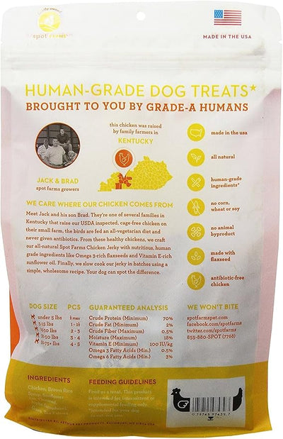 Spot Farms All Natural Human Grade Dog Treats, Chicken Jerky with Flaxseed and Vitamin E, 12.5 Ounce