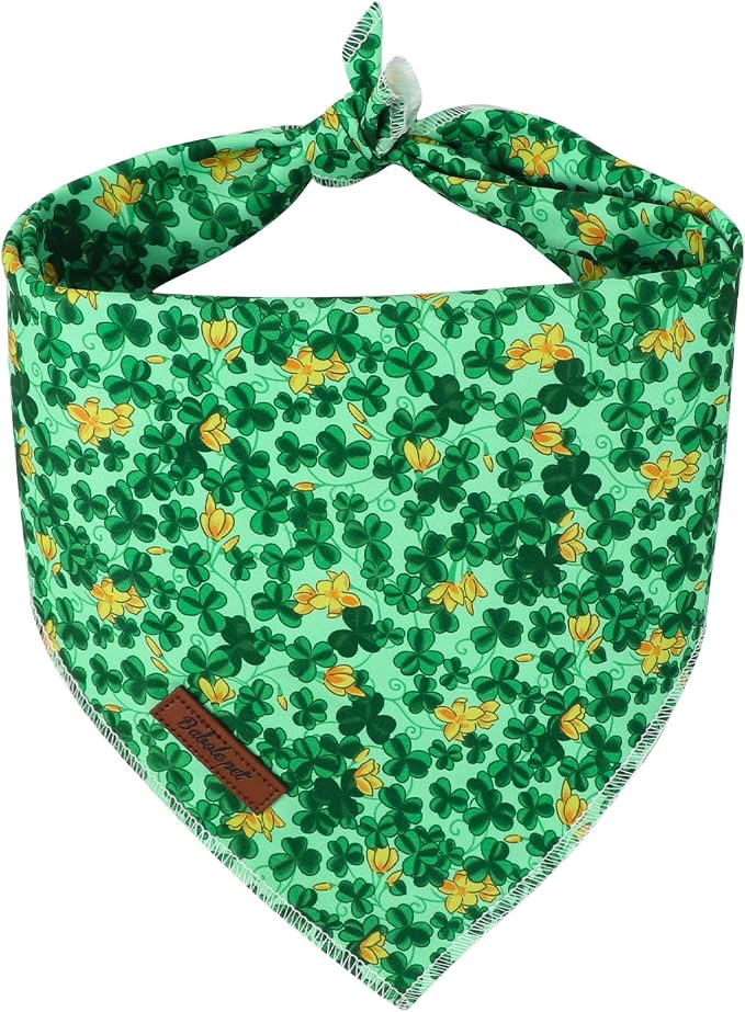 St. Patrick‘s Day Dog Bandana - Green Lucky Shamrock Dog Neck Scarf, Soft Pet Bib for Puppy Kitten, Holiday Photo Dogs Cats Prop for Daily Use Parties & Pet Photography S