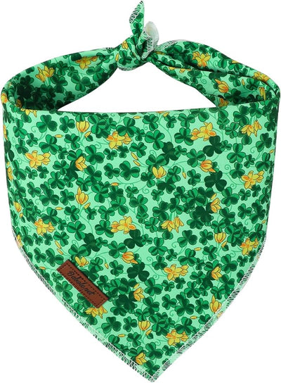 St. Patrick‘s Day Dog Bandana - Green Lucky Shamrock Dog Neck Scarf, Soft Pet Bib for Medium Large Dogs, Holiday Photo Dogs Cats Prop for Daily Use Parties & Pet Photography L