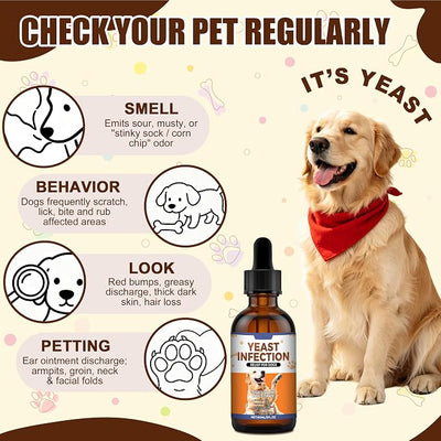Yeast Infection Treatment for Dogs | Dog Ear Yeast Infection Treatment, Soothes Skin, Relieves Itching, Reduces Redness and Swelling, Eliminates Odors, 60ml Bacon Flavor