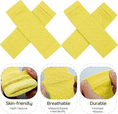 ROZKITCH Pet Dog Elbow Protector, Dog Leg Wraps to Stop Licking, 2PCS Front Leg & 2PCS Back Leg Knee, Elastic Knitted Breathable Protective Sock for Pomeranian, Papillon Yellow 2XL