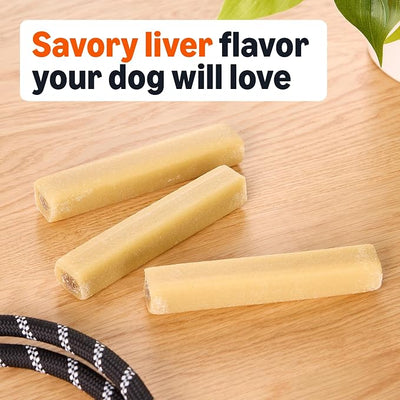 Amazon Basics Double Chew Bone Dog Treats, Liver - 8 Count, 1 Pack