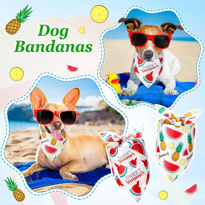 Weewooday 50 Pcs Fruit Dog Bandanas Bulk for Summer Soft Bibs Adjustable Triangle Pet Bandana for Small Medium Large Costume(Fruits Pattern, 25.6 x 17.7 x 17.7 Inch)