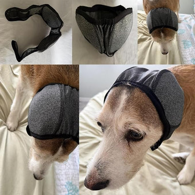 Dog Calming Hoodie,Ear Wrap Hematoma for Dogs,Dog Ear Muffs Noise Protection, Adjustable Head Cover for Anxiety Relief (Grey, Large(Head Circle:18"-24",Weight:66-94 lb))