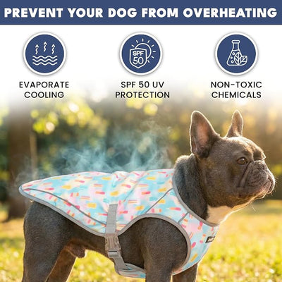 Spark Paws Dog Cooling Vest - SPF 50 UV Sun Protection - Summer Heat Relief Gear for Dogs, Lightweight, Evaporative Cooling - Dog Anxiety Relief Vest During Hot Days - Popsicles - Size M