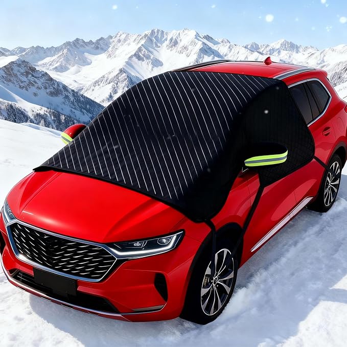 Car Windshield Snow Cover for BMW X3 2021-2024, Frost Ice Windscreen Covers with Magnetic Edges, Layers Thickness Snow Protector Covers with Side Mirrors