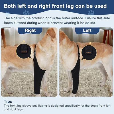 BARKLESS Dog Recovery Suit for Front Leg After Surgery, Breathable Dog Front Leg Sleeve for Male/Female to Stop Licking, Single Sleeve for Left/Right Joint Wound Cover, Cone Alternatives (Black, XL)