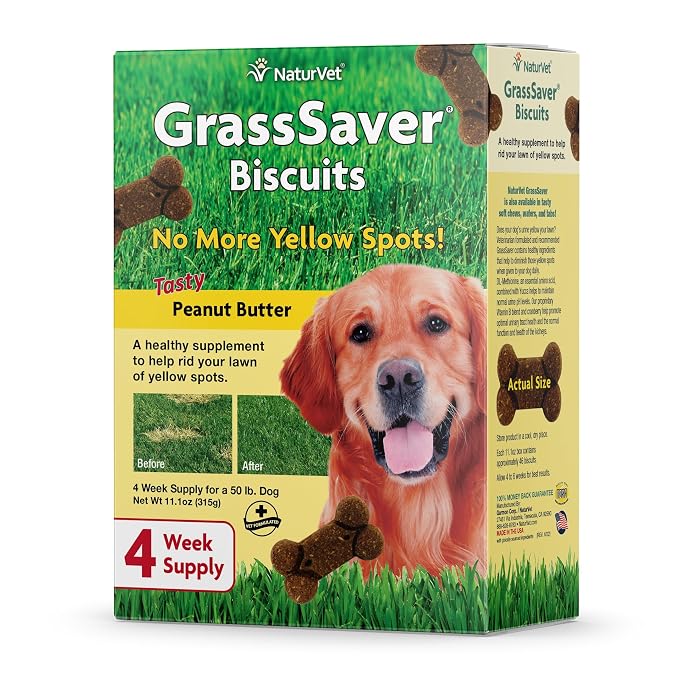GrassSaver|Biscuits for Dogs – Help Keep Grass Green, Rid Your Lawn of Yellow Patches Caused by Dog Urine| No More Yellow Spots| DL-Methionine Peanut Butter Flavor – 11 oz