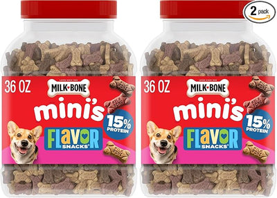 Milk-Bone Flavor Snacks Mini’s Dog Biscuits, Flavored Crunchy Dog Treats, 36 Oz. Canister (Pack of 2)