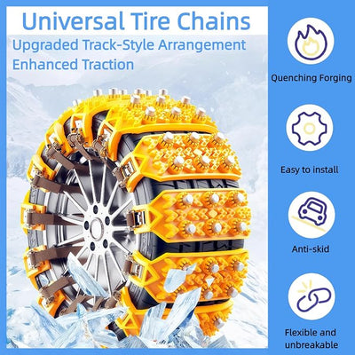 6 Pack Universal Tire Chains,Emergency Portable Snow Chains Suitable for Car, Truck, and SUV, Zip Tie Tire Chains, Adjustable Thickened Snow Tyre Chains for Tire Widths 165-265mm (6 Pack Yellow)