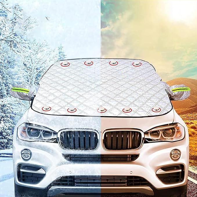 Car Windshield Snow Cover for Toyota Camry 2018-2024, Front Window Windscreen Cover Winter Magnetic Windshield Frost Cover with Side Mirror Automotive Accessories,A/148×116 Cm