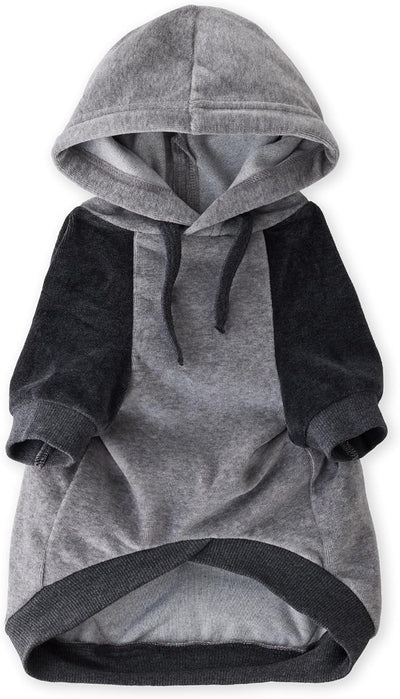 Pet Passion Cooper II Organic Cotton Velour Dog Hoodie Pet Coat for Small, Medium and Large Dogs, Heather Gray Color Block, X-Large (55-80 lbs)