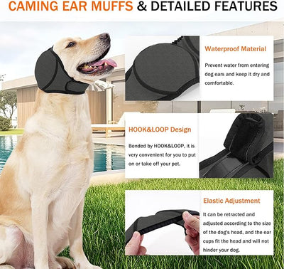 SEIS Calming Dog Ears Cover, Swimming Waterproof Pet Ear Caps, Large Dog Shower Cap for Ear Protection for Bath for Grooming (Gray, S (Head Circumference 10"-15"))