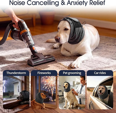 IECOii No Shake Dog Ear Wraps Hematoma Adjustable Ear Wrap for Large Dogs Breathable Dog Ear Cover for Noise Protecion Dog Ear Muffs for Anxiety Relief in Fireworks Thunderstorms Grooming(Gray,XL)