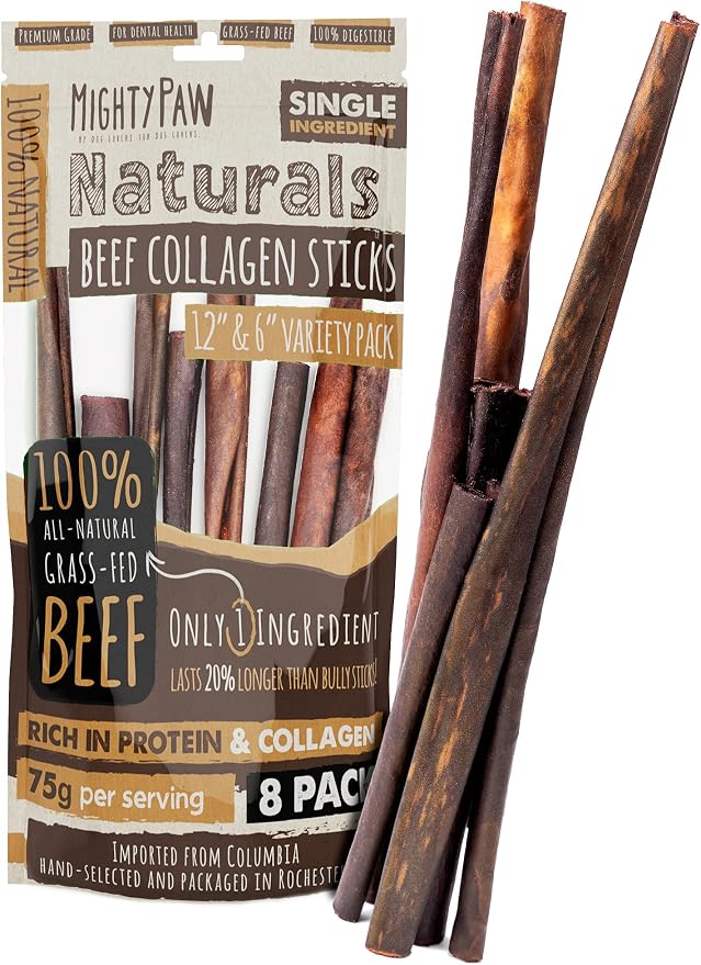 Collagen Sticks for Dogs | Long Lasting Chews. Rawhide Pet Treats Long Lasting. Dog Chews Treats. Beef Collagen Stick for Pets (8 Pack)