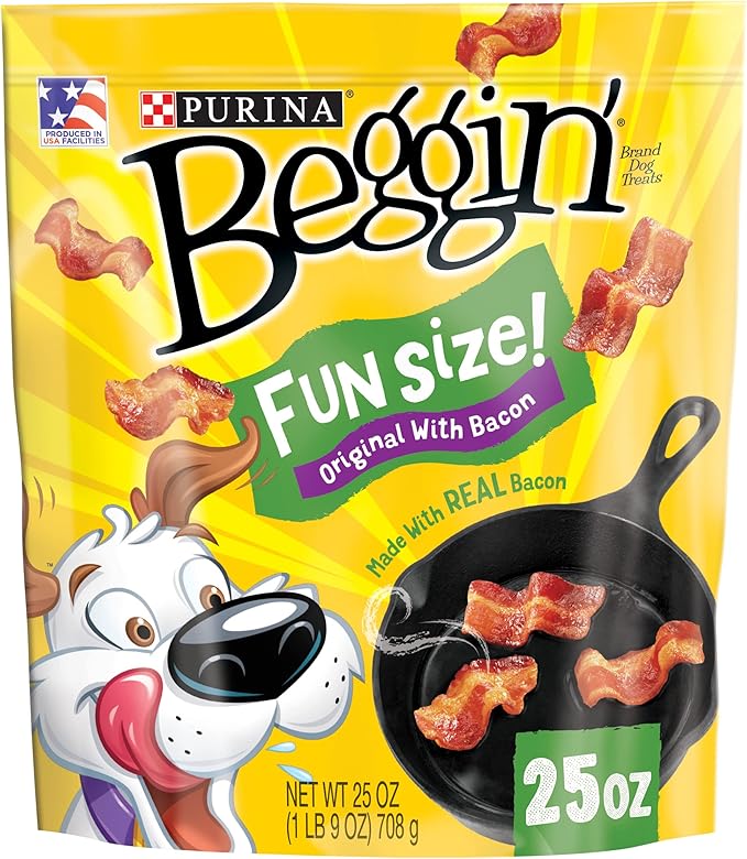 With Real Meat Dog Treats, Fun Size Original With Bacon Flavor - 25 oz. Pouch