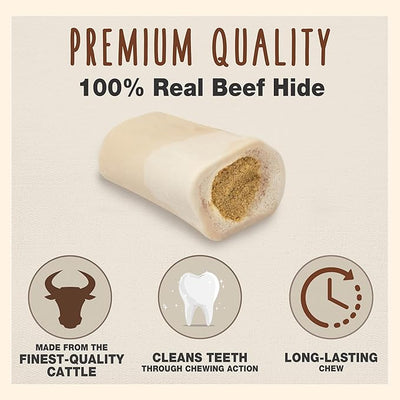 Cadet Stuffed Shin Bone, Long Lasting Dog Bones for Aggressive Chewers, High Protein Filled Dental Chew, Bully Stick Filling, 5-6" for Large Dogs