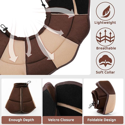 Dog Cone - Soft Cone for Dogs to Stop Licking, Pet E-Collar Alternative After Surgery, Adjustable Pet Recovery Collar for Wound Healing, Brown Large