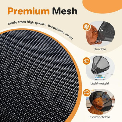 Breathable Mesh Dog Cone Collar for Surgery, Soft Elizabethan Recovery Alternative to Stop Licking,Pet Neck Collar for Large Medium Small Breeds, L, Matte Black