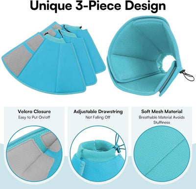 Queenmore Dog Cones for Large Dogs,Soft Dog Cone Stop Licking After Surgery, Adjustable Pet E-Collar Alternative for Wound Healing,LightBlue,X-Large