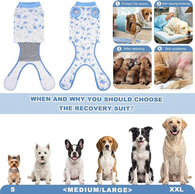 Recovery Suit for Dogs Cats, Dog Surgery Suit for Female Spay Male Neuter | Anti-Licking Dog Cone Alternative Onesie, Dog Surgical Recovery Suit After Abdominal Wounds, Blue, Small