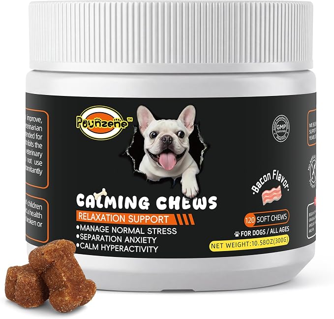 Calming Chews for Dogs, Melatonin Chewable Treats to Sleep Aid and Separation Anxiety Relief, Supports Relaxation for Travel and Storm - Calming Treats for Dogs, Bacon Flavor, 120 Soft Chews