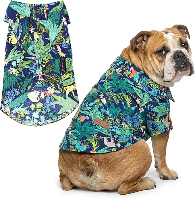 Amazonia Dog Shirt - Cotton Clothes for Large Dogs - Stylish Tropical Dog Outfit - Lightweight and Soft Puppy Clothes - Trendy Tshirts for Dogs - Comfortable Summer Pet Apparel