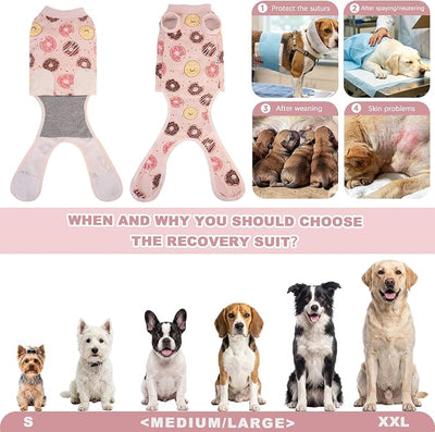 Recovery Suit for Dogs Cats, Dog Surgery Suit for Female Spay Male Neuter | Anti-Licking Dog Cone Alternative Onesie, Dog Surgical Recovery Suit After Abdominal Wounds, Pink, X-Large