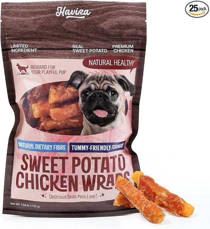 Havira 1.5 LB Value Pack Sweet Potato Dog Treats, Healthy Chicken Wrapped Dog Chews Made with Real Veggies, Easy to Digest Gentle Daily Rewards for Picky Dogs