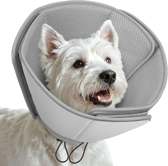 AOFITEE Soft Dog Cone Collar, Adjustable Cone for Dogs to Stop Licking, Dog Cones for Small Medium Large Dogs, Breathable Elizabethan Collar Wound Healing After Surgery(Grey,S)