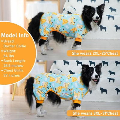 KYEESE Dog Pajamas Soft Cat Clothes Stretchy Pajamas Large Sized Dog Giraffe Pet Pjs Pet Onesie Comfy Pet Costume Coat, XXX-Large