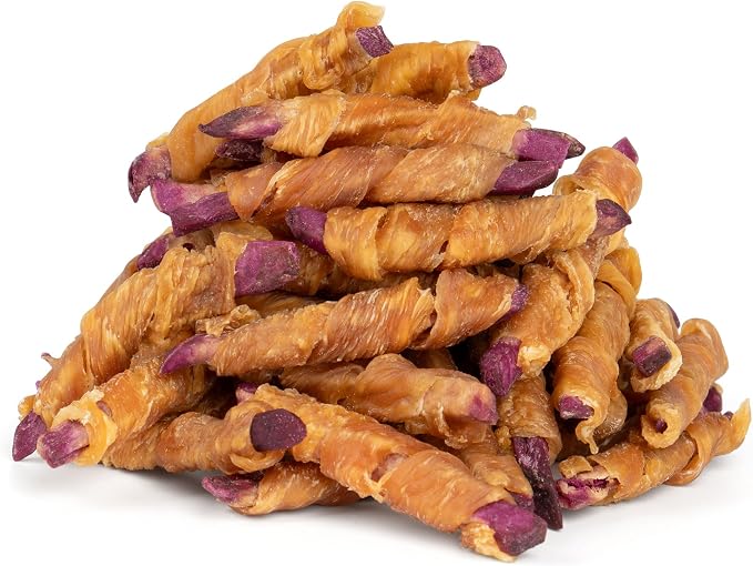 Rawhide Free Dog Treats, Chicken Wrapped Purple Sweet Potato Snacks, Healthy and Natural, Training Treats for Small Dogs, 10.6oz (30 Count - Pack of 1)