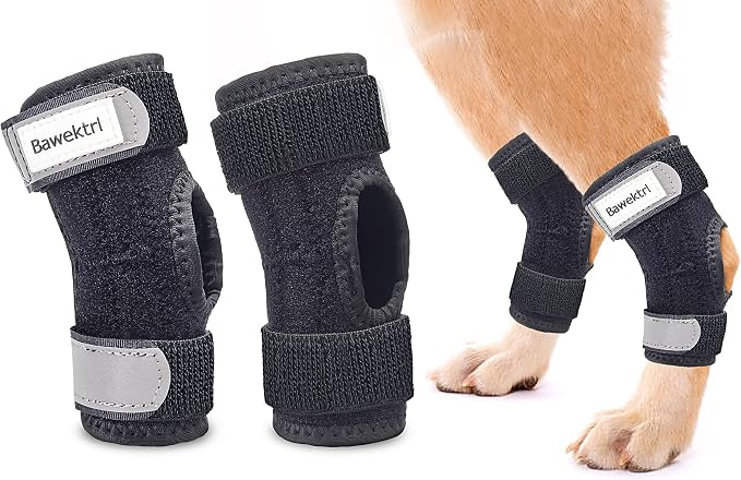 Dog Leg Braces for Rear Legs, Hock Brace for Back Legs with Metal Strips and Safety Reflective Straps for Short Legs, Joint Warps Support for Hind Legs Injuries Sprains Arthritis (Small(1Pair))